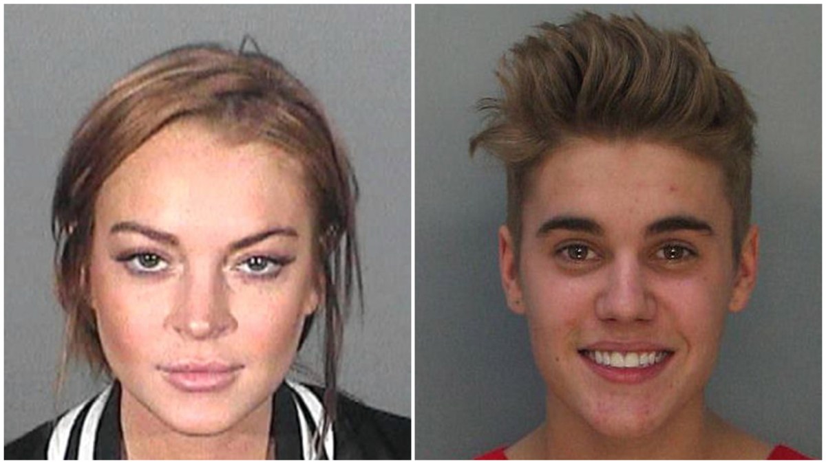 Mugshot, bitte lächeln! Lindsay Lohan und Justin Bieber gehören zu den Stars, die schon mal mit dem Gesetz in Konflikt gekommen sind.