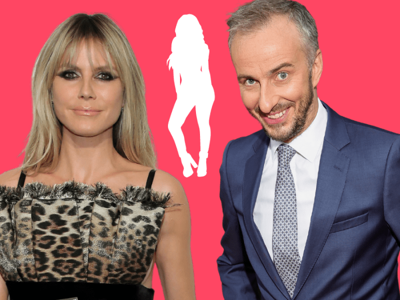 Heidi Klum und Jan Böhmermann posieren.