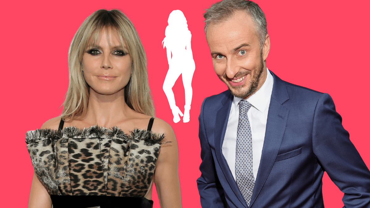 Heidi Klum und Jan Böhmermann posieren.